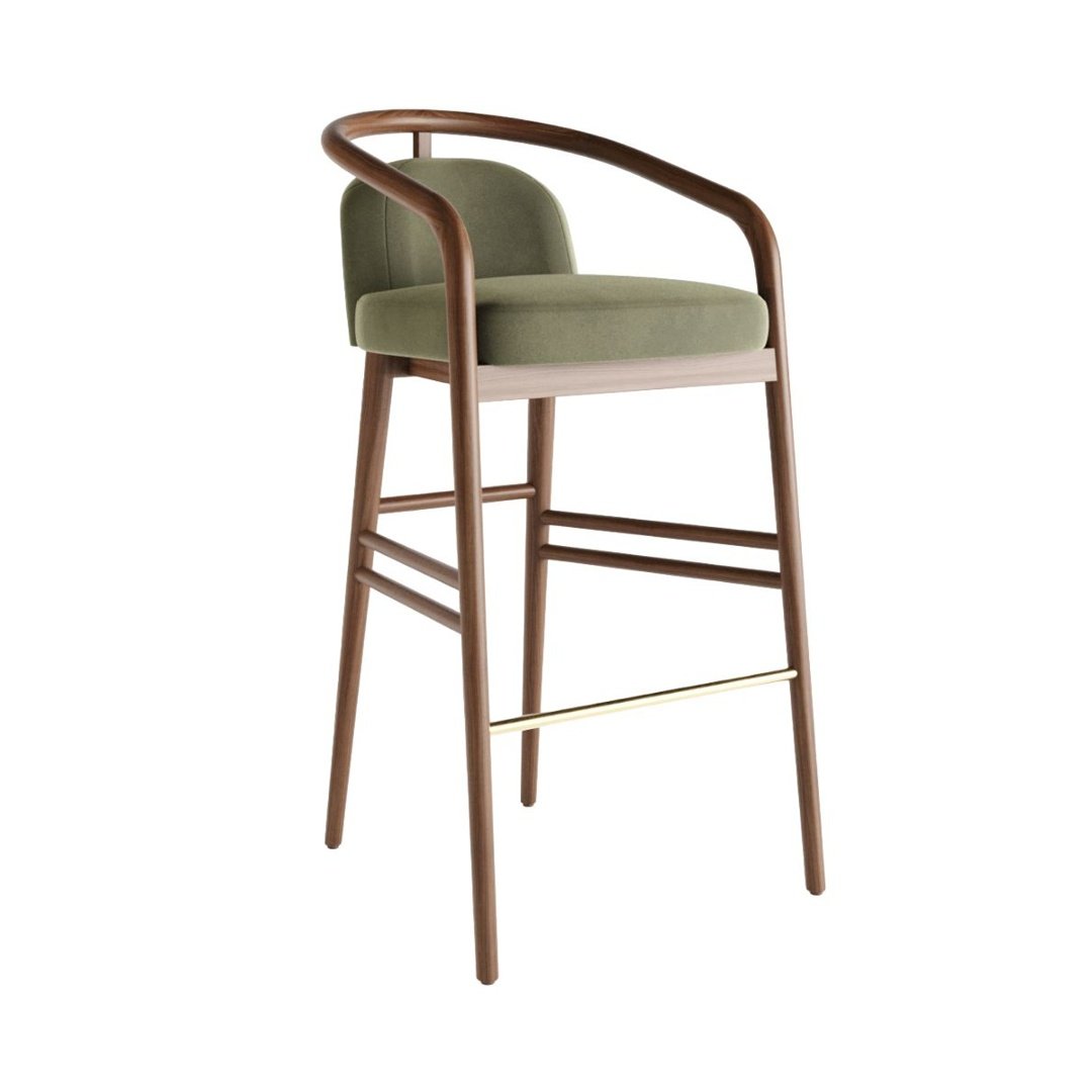 Scandinavian Upholstered Wooden Bar Chair