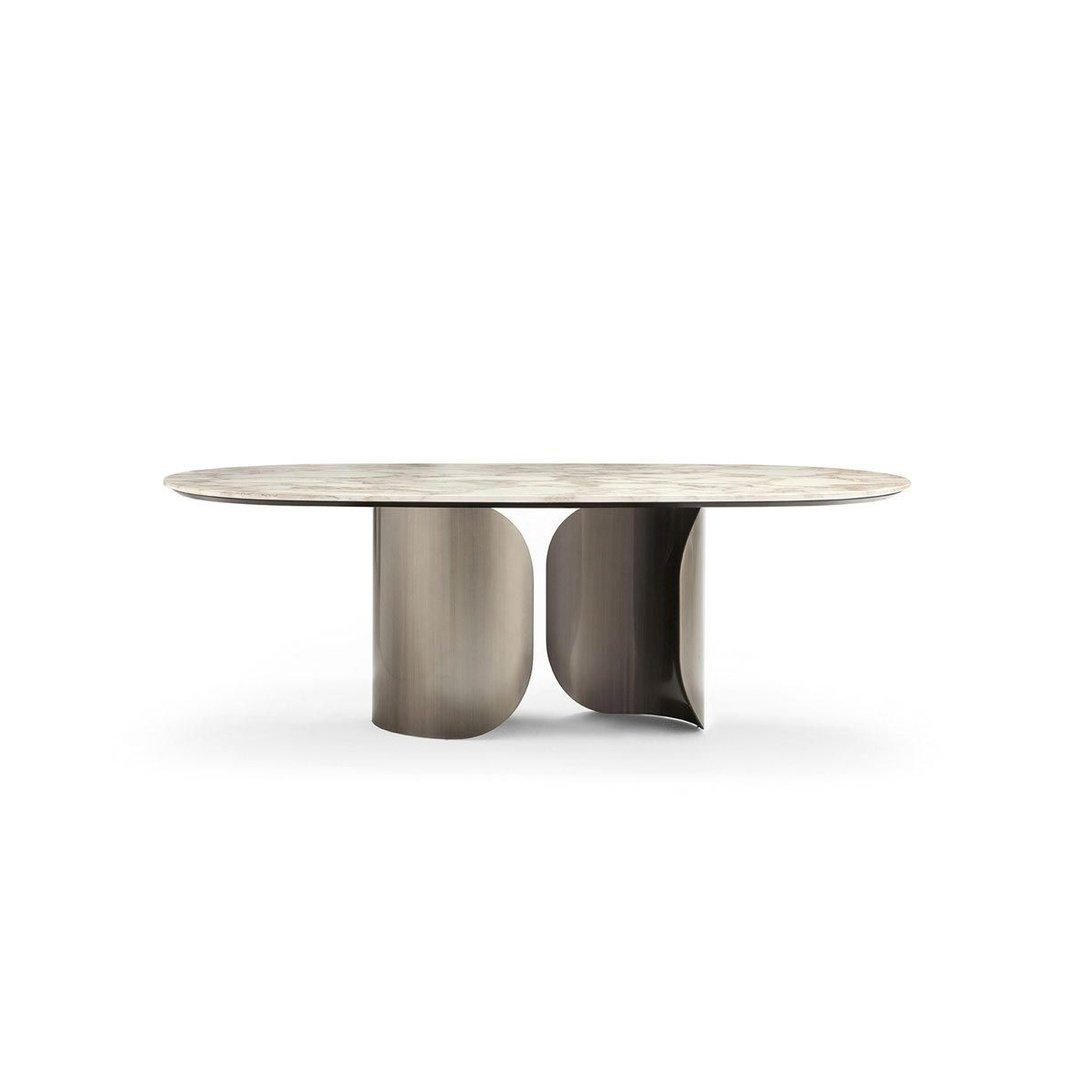 Luxury Marble-Top Oval Dining Table