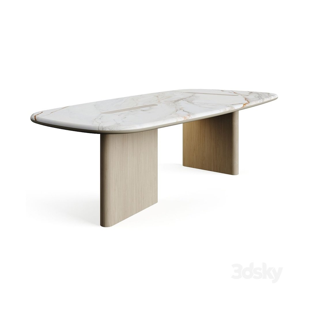 Modern Marble-Top Oval Conference & Dining Table