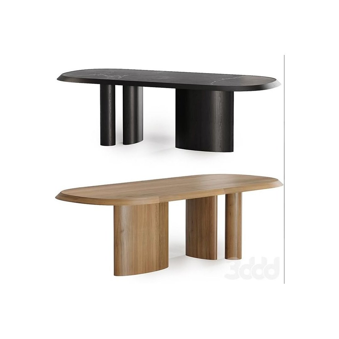 Modern Dual-Pedestal Oval Dining Table