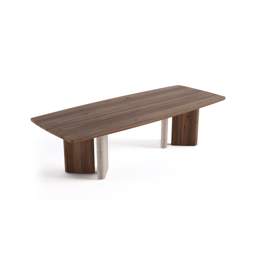 Modern Wooden Dual-Pedestal Dining Table