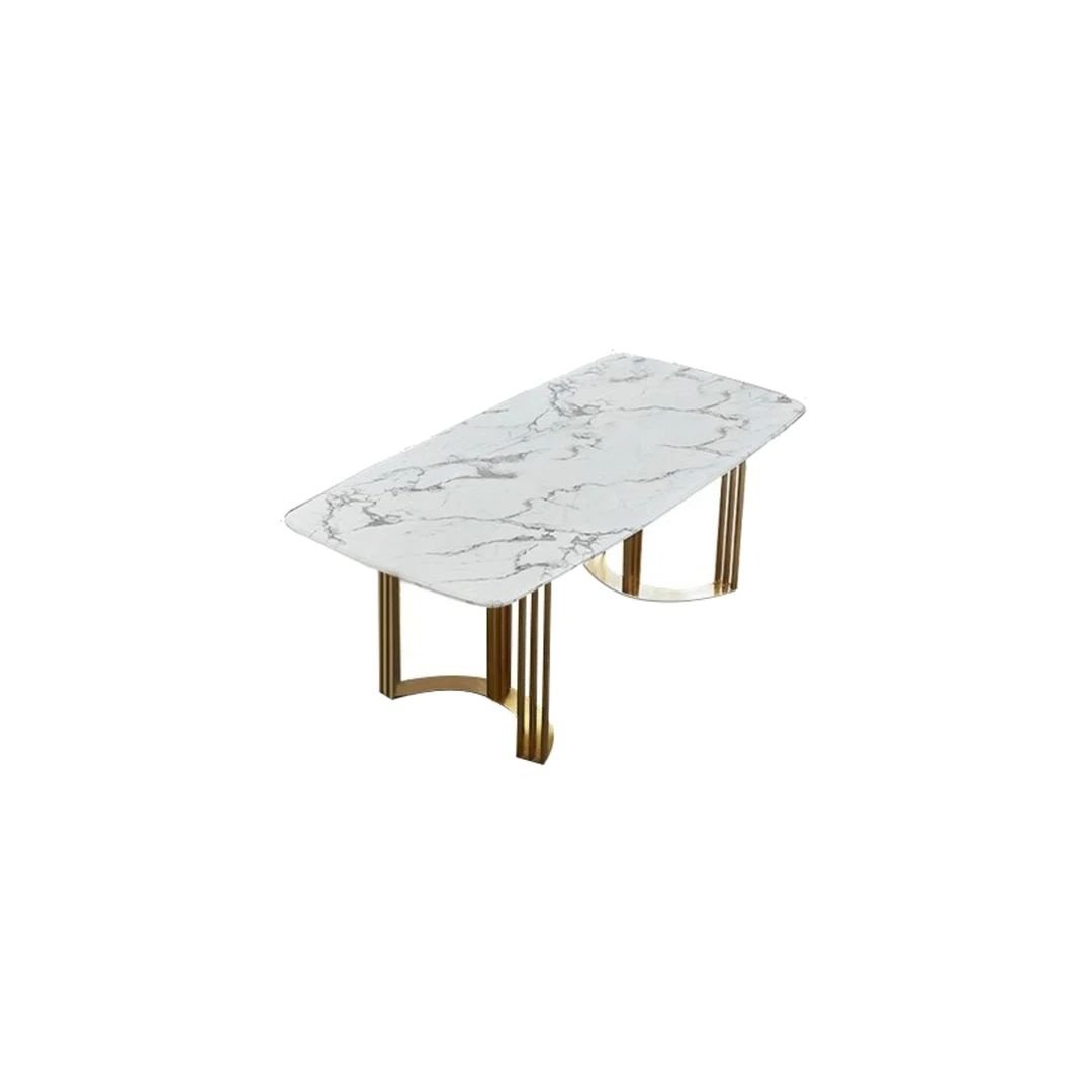 Luxury Marble & Gold Pedestal Dining Table
