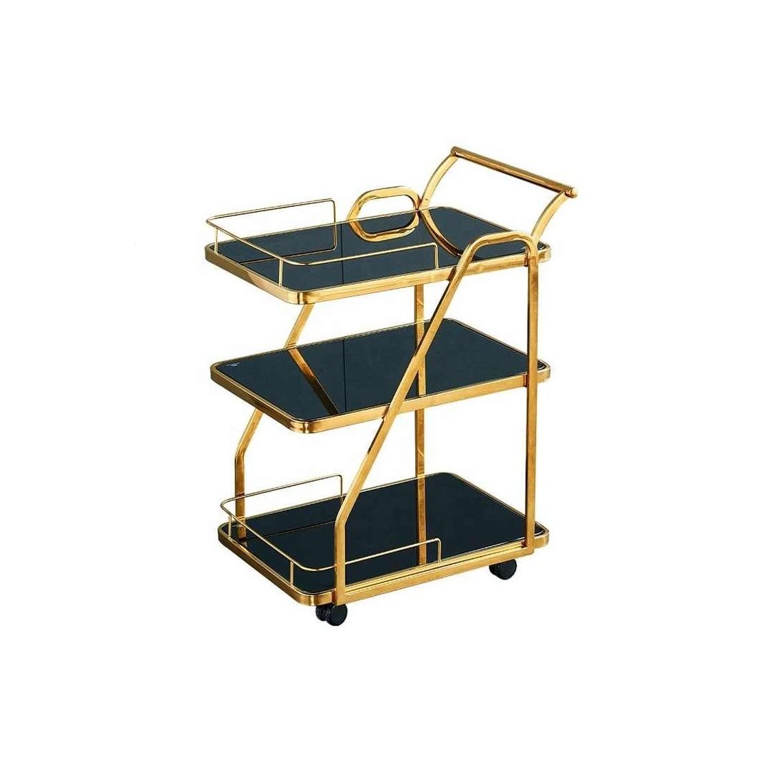 Luxury Gold Three-Tier Bar Trolley
