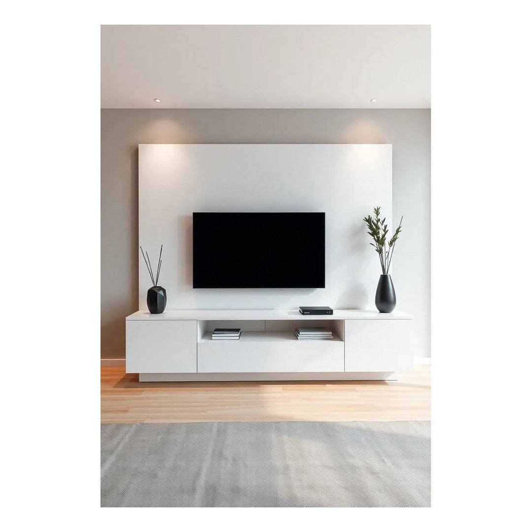 Modern Minimalist TV Unit with Wall Panel