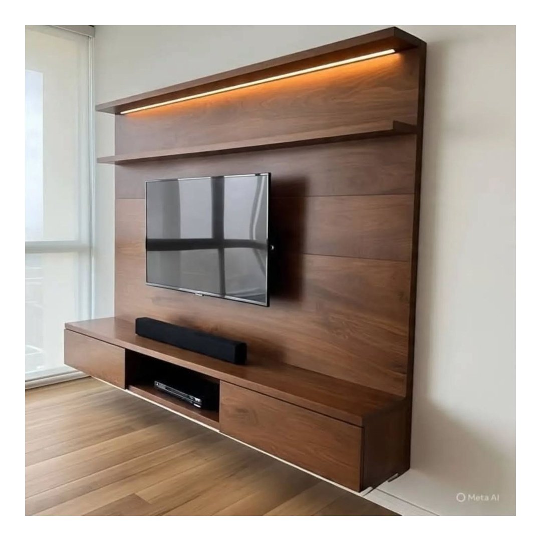 Premium Wooden Floating TV Unit with Back Panel
