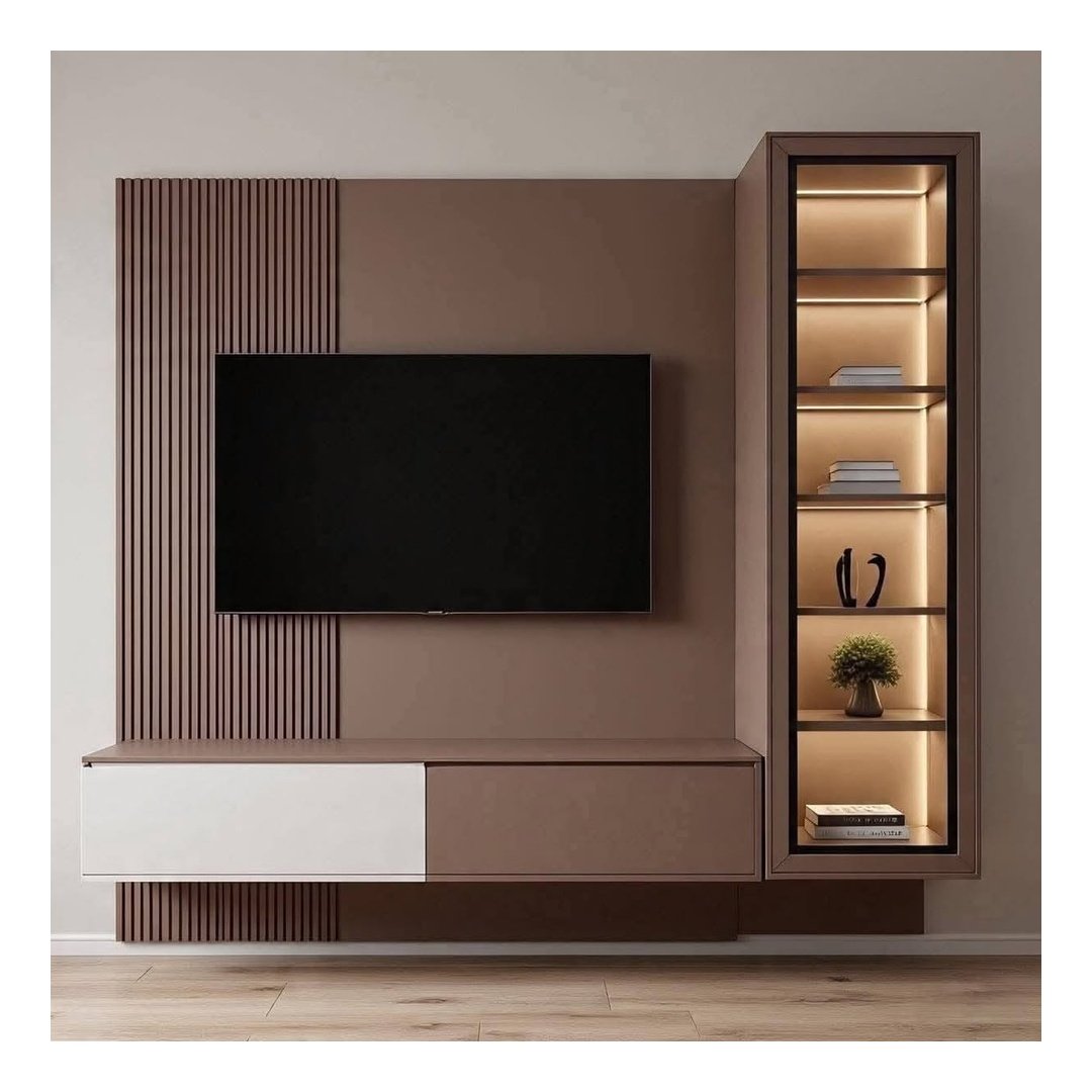 Modern Floating TV Unit with Display Cabinet
