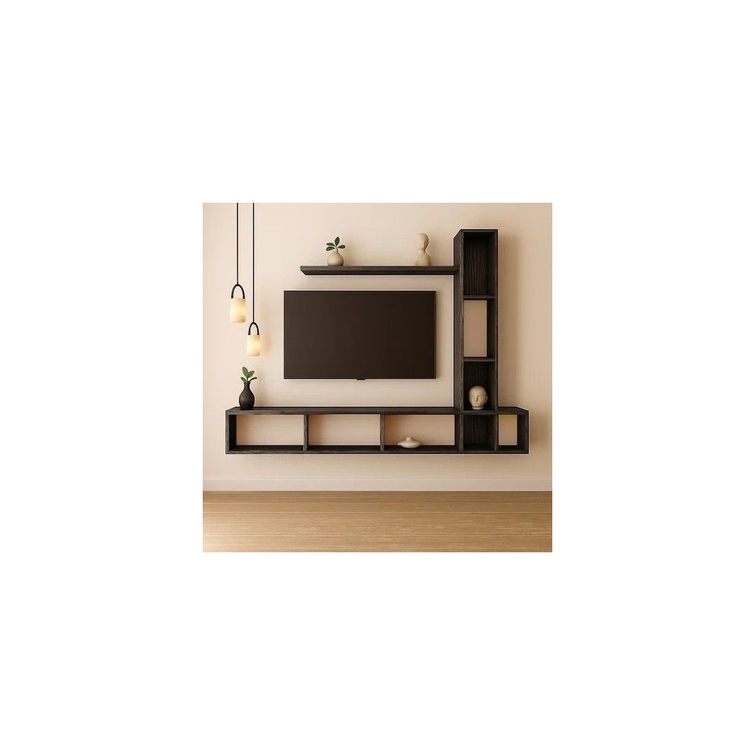 Minimal Floating TV Unit with Open Display Shelves