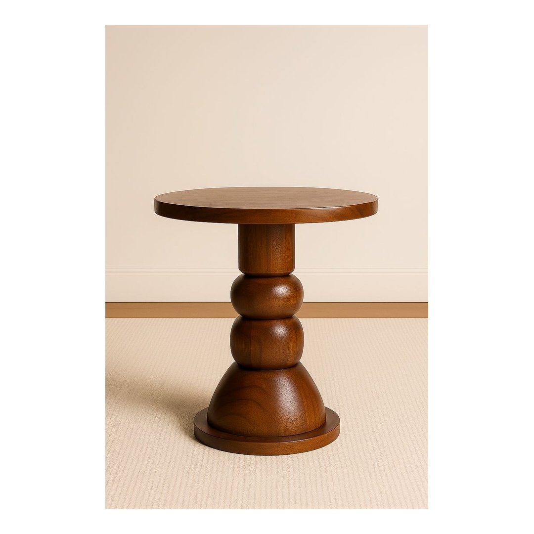 Sculptural Pedestal Wooden Side Table