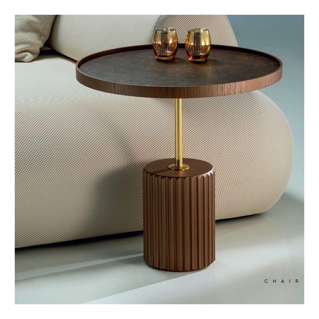 Modern Fluted Pedestal Side Table