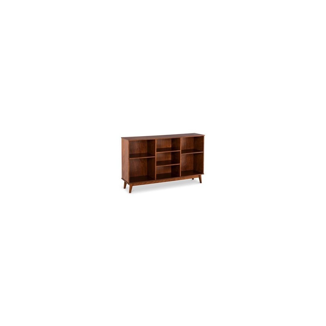 Modern Open Shelf Storage Cabinet – Walnut Finish