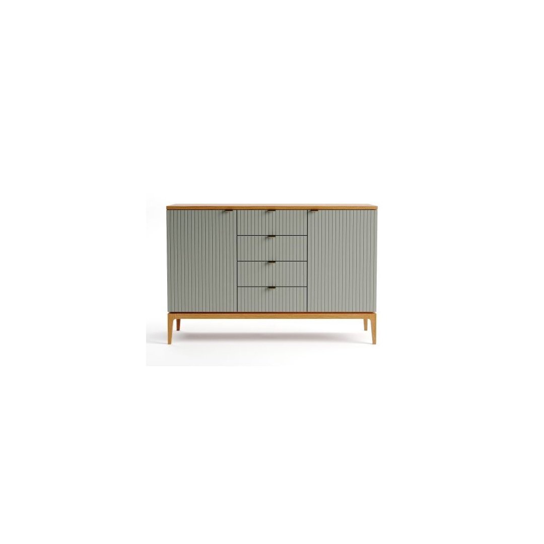 Modern Fluted Sideboard Cabinet – Sage Green Finish
