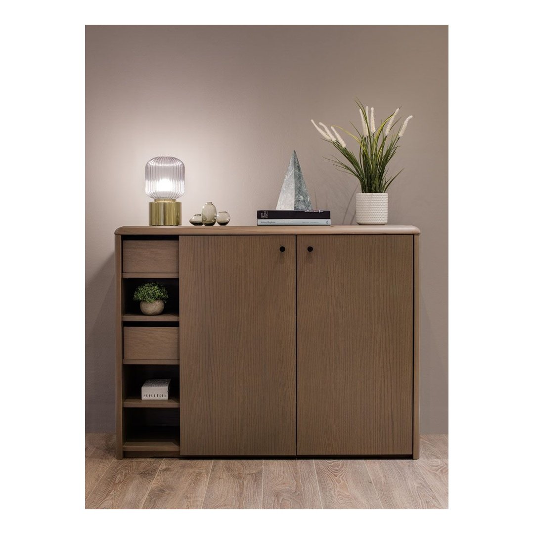 Modern Wooden Storage Sideboard with Open Shelves