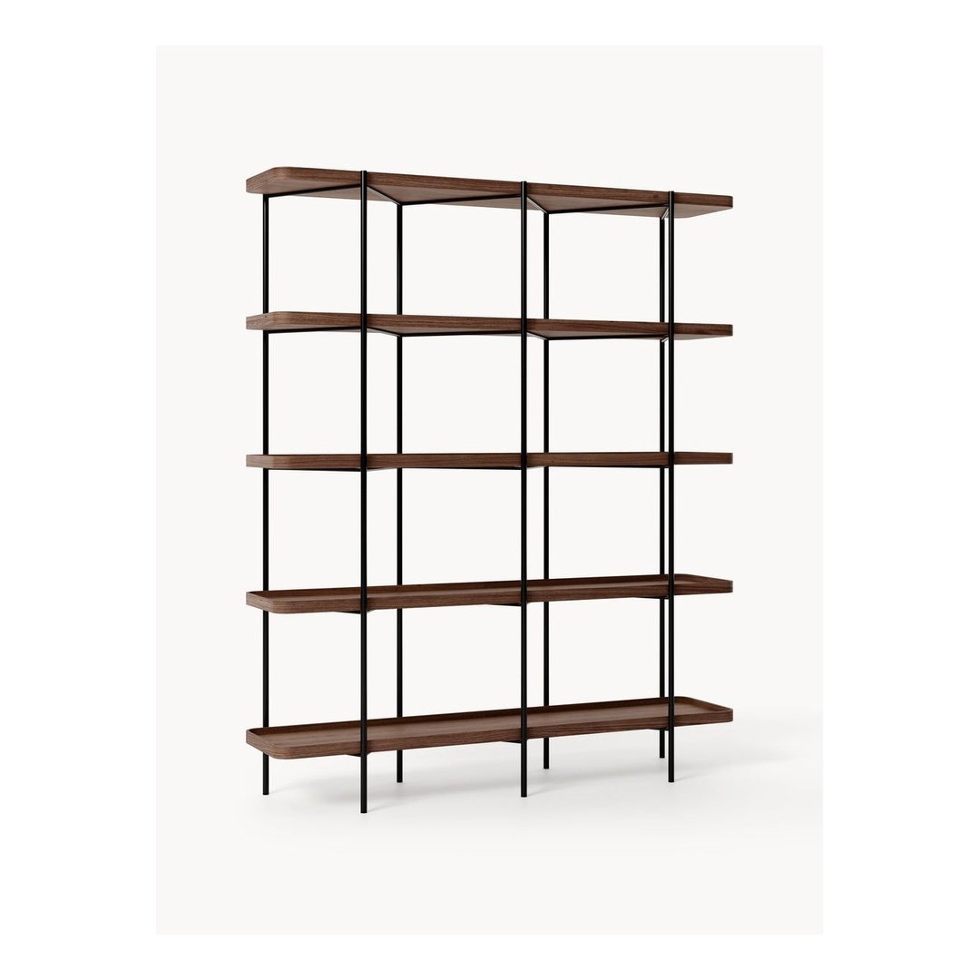 Modern Open Bookshelf with Metal Frame