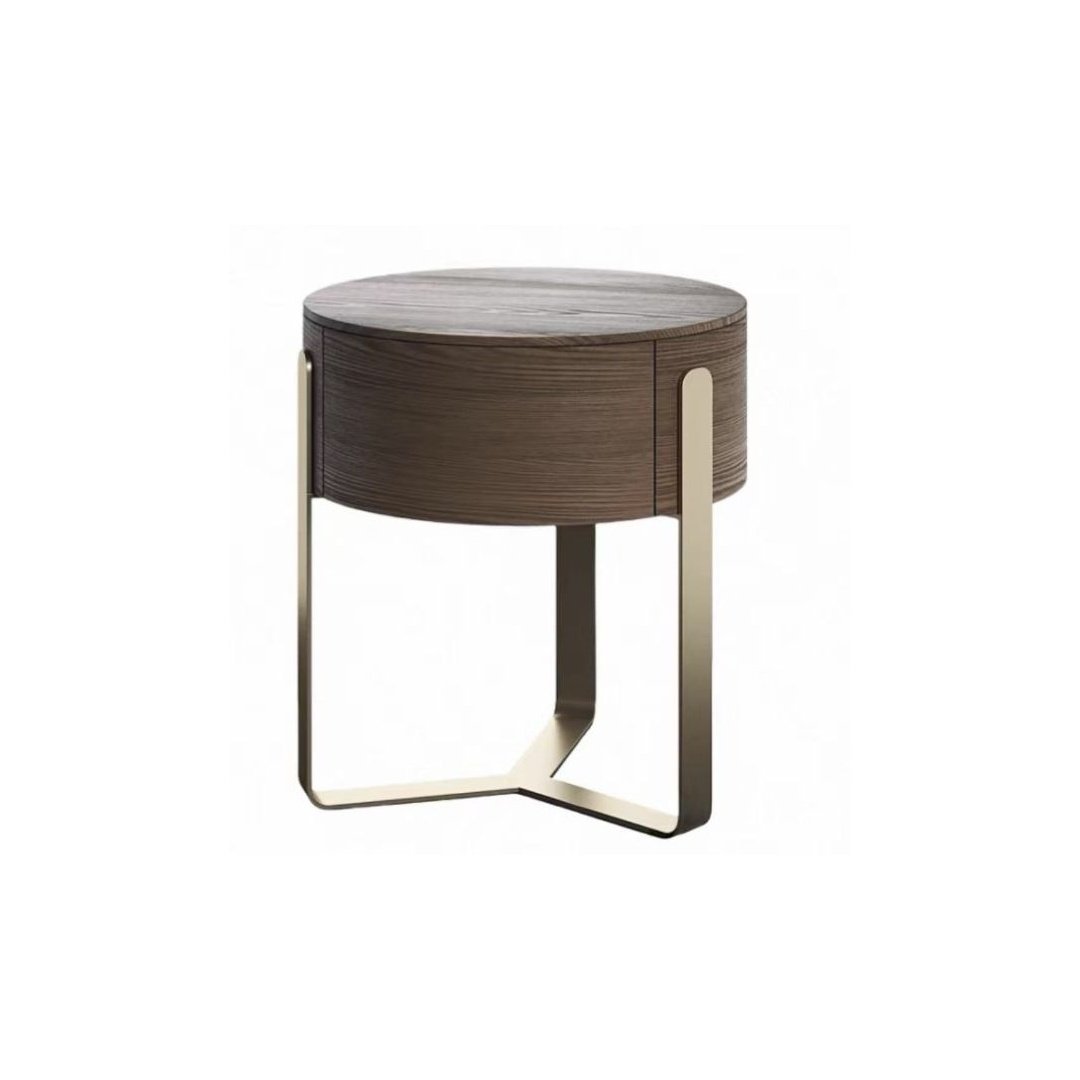 Modern Round Metal Frame Bedside Table