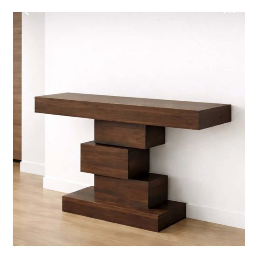 Modern Geometric Wooden Console Table