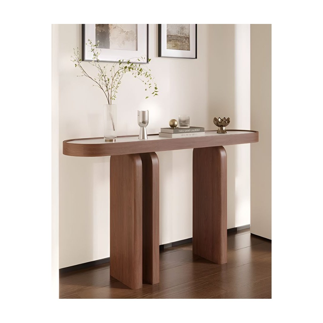 Modern Oval Wooden Console Table