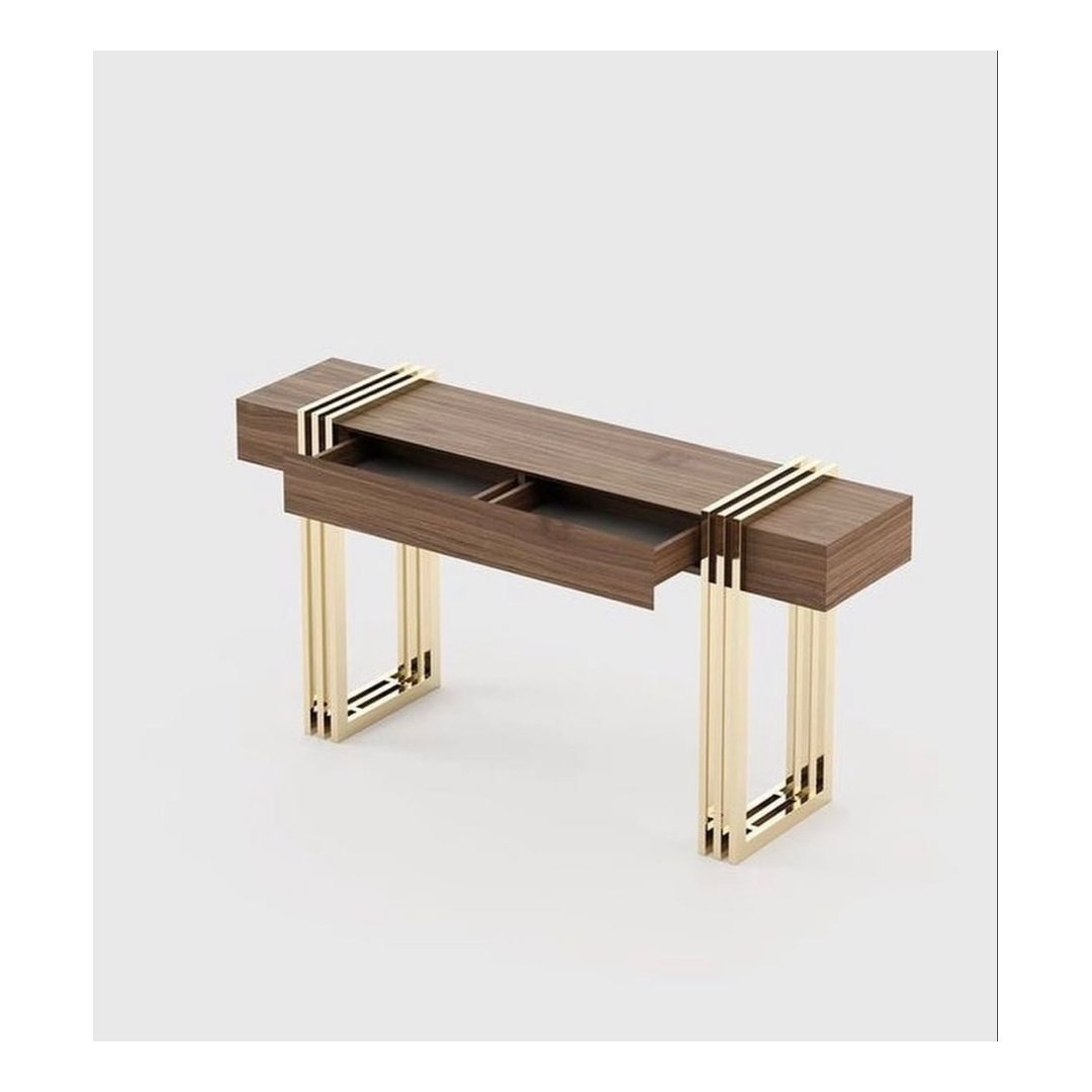 Luxury Wooden Console Table with Gold Frame