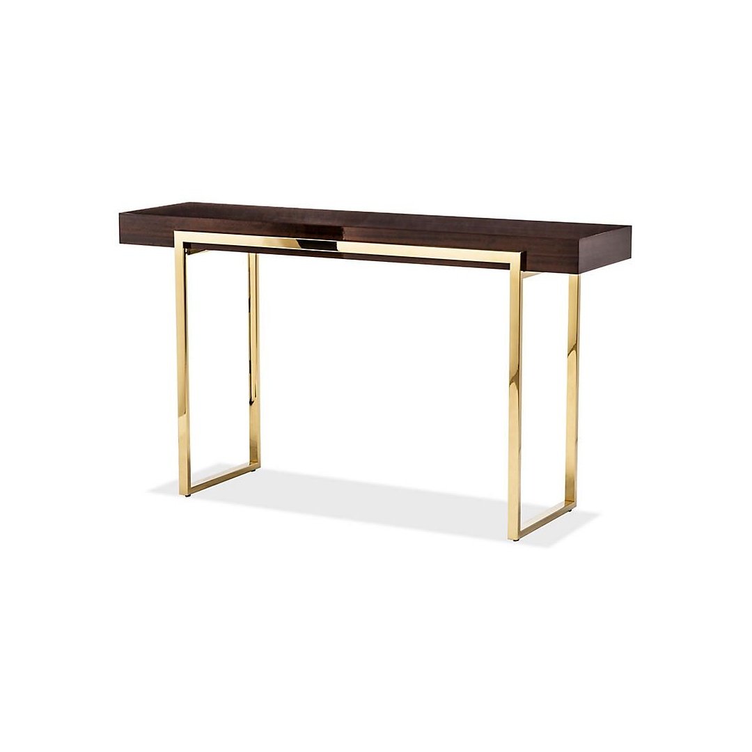 Luxury Wood Console Table with Gold Metal Legs