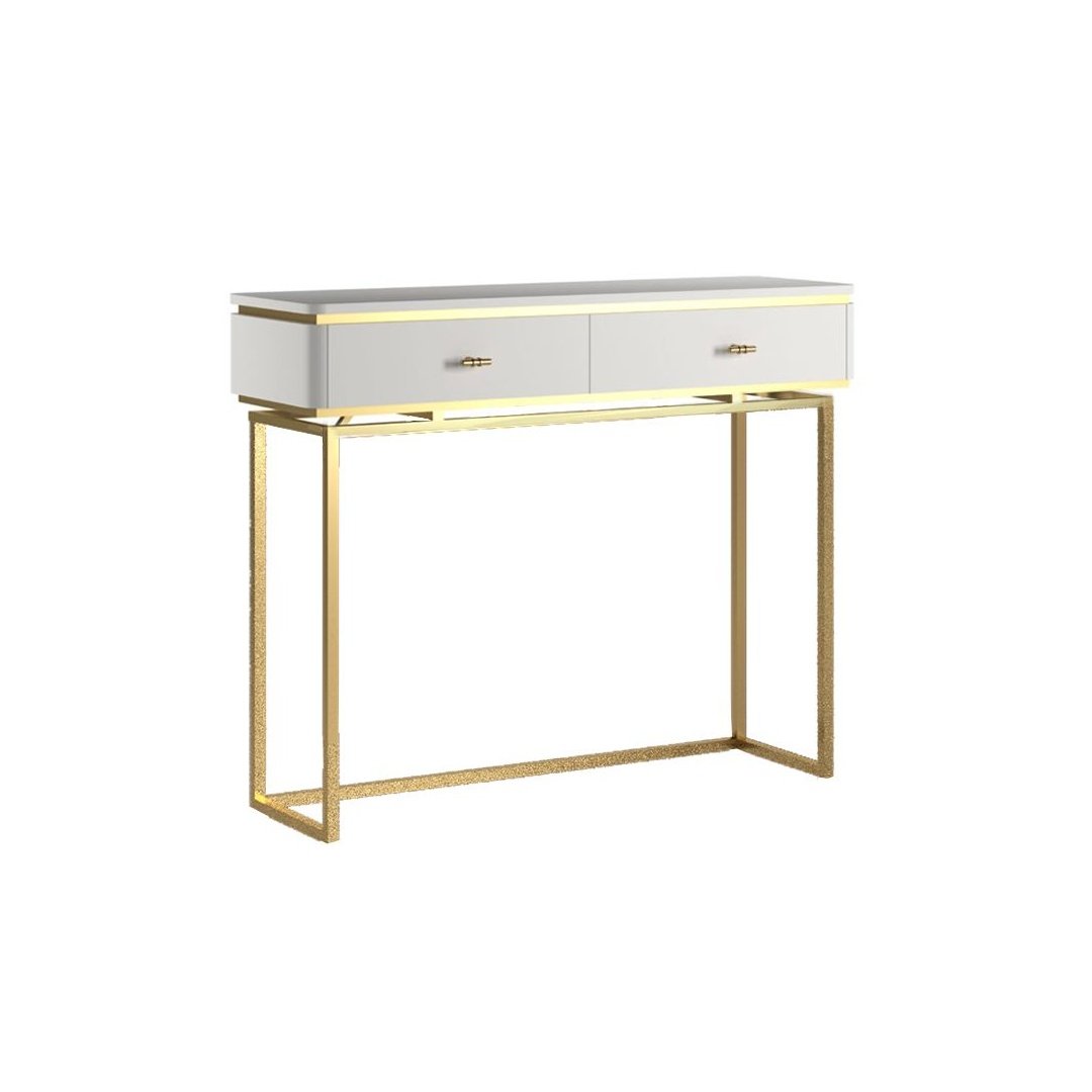 Luxury White Console Table with Gold Frame