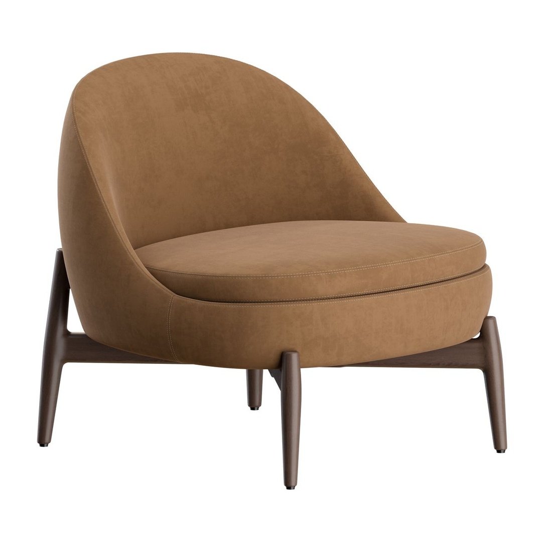 Modern Tan Leather Lounge Chair