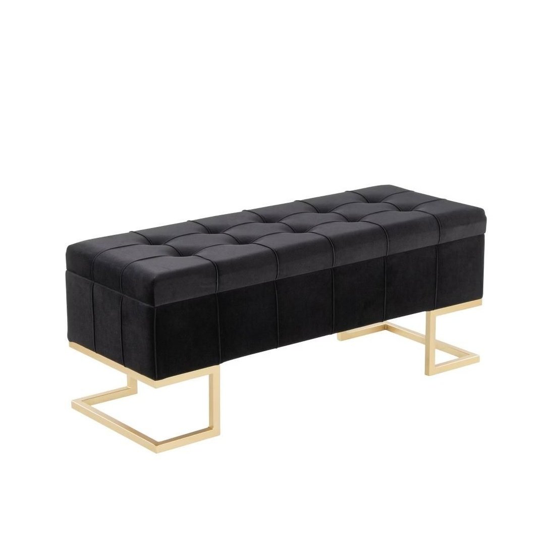 Luxury Black Tufted Storage Bench
