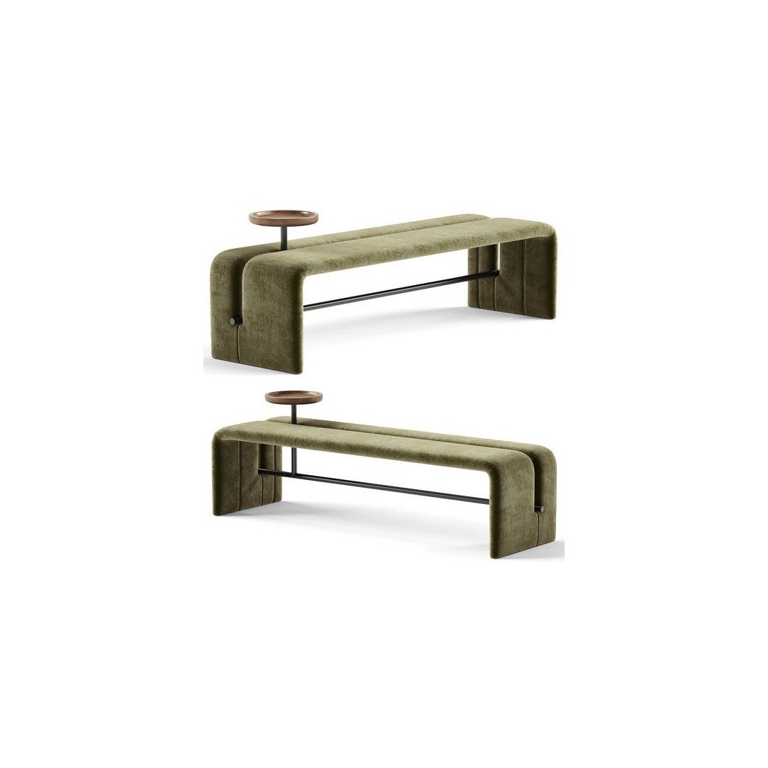 Modern Upholstered Bench with Side Table