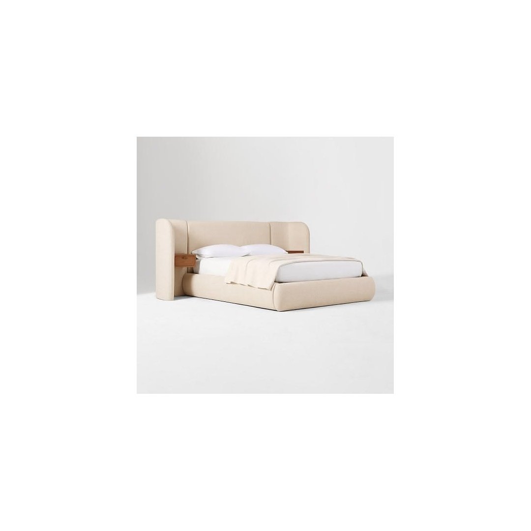 Modern Wraparound Upholstered Bed with Floating Nightstands