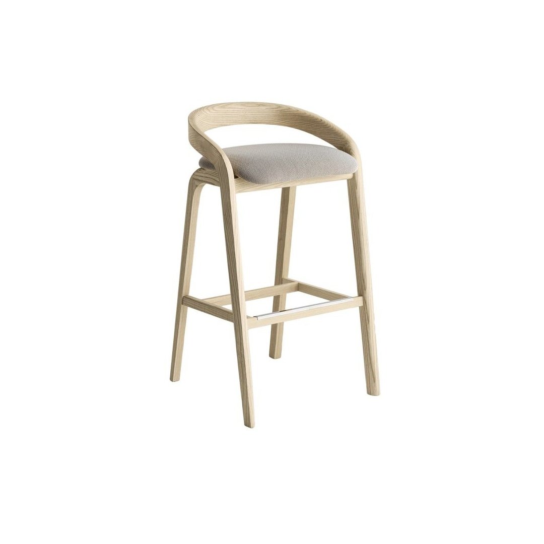 Scandinavian Curved Wood Bar Chair