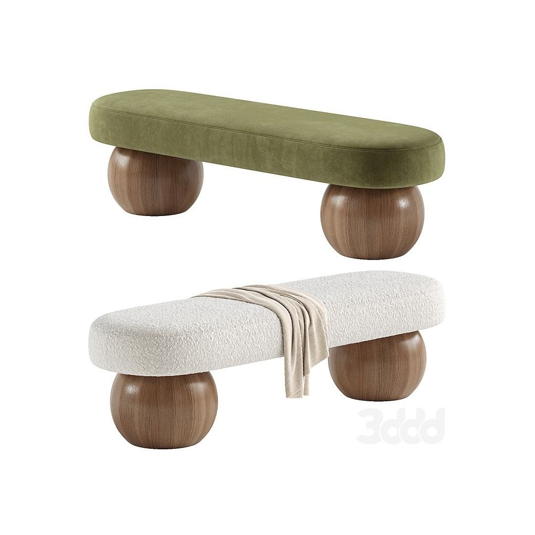 Modern Sphere Base Upholstered Bench