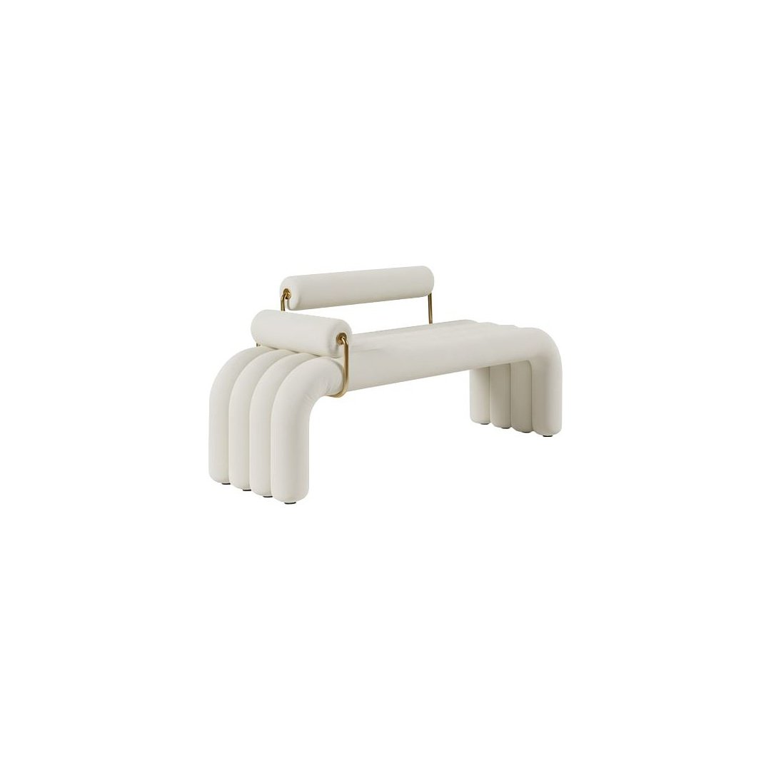 Luxury Curved Upholstered Bench with Backrest