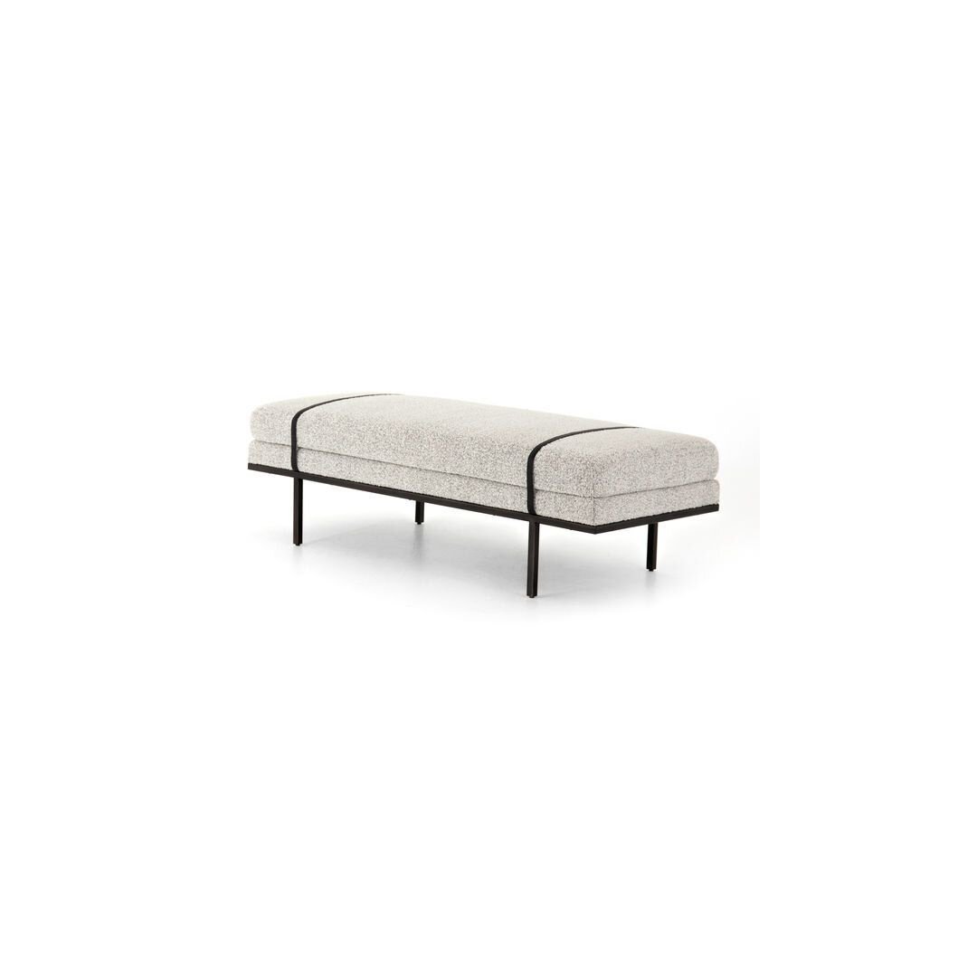 Modern Bouclé Upholstered Metal Frame Bench