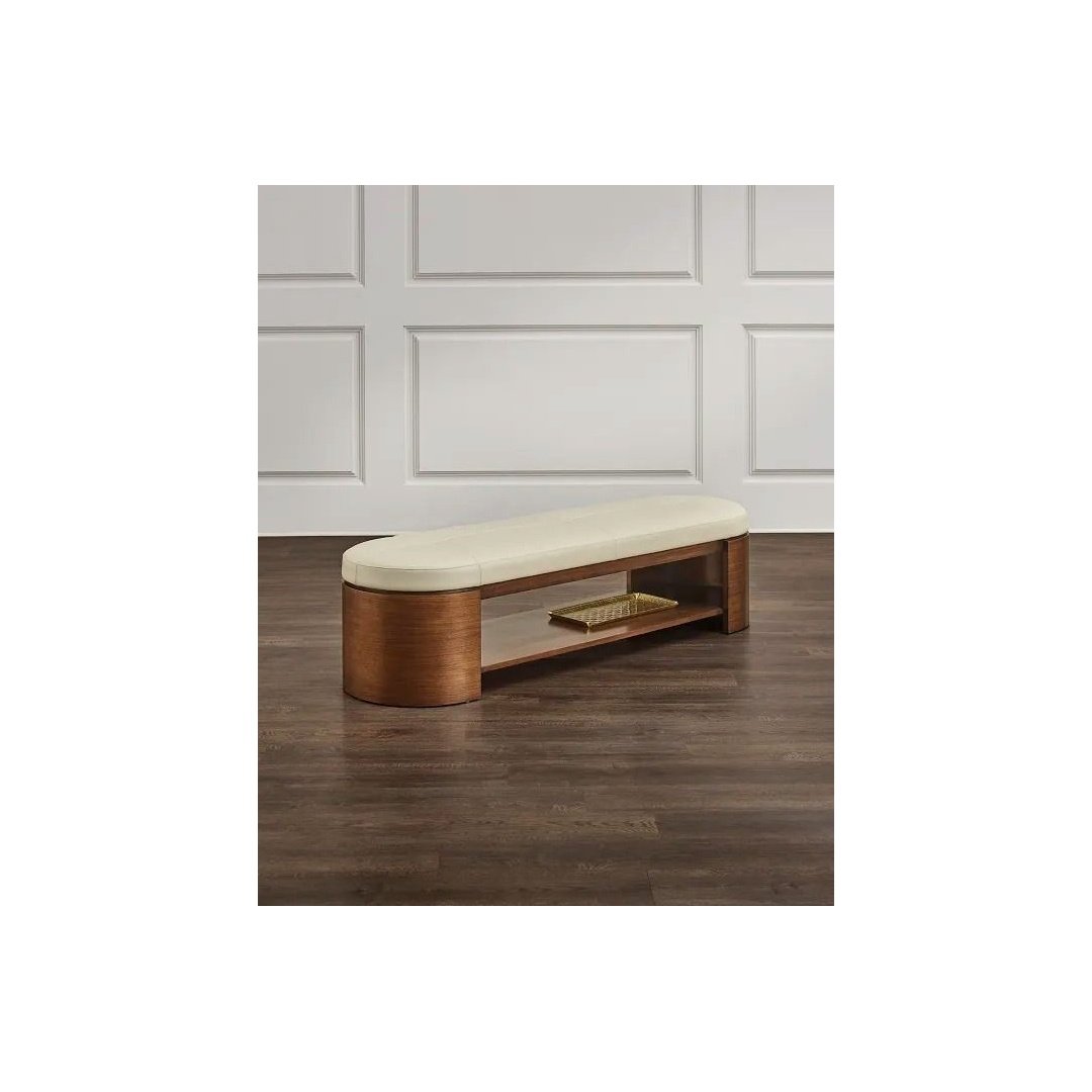 Luxury Wooden Upholstered Storage Bench with Open Shelf