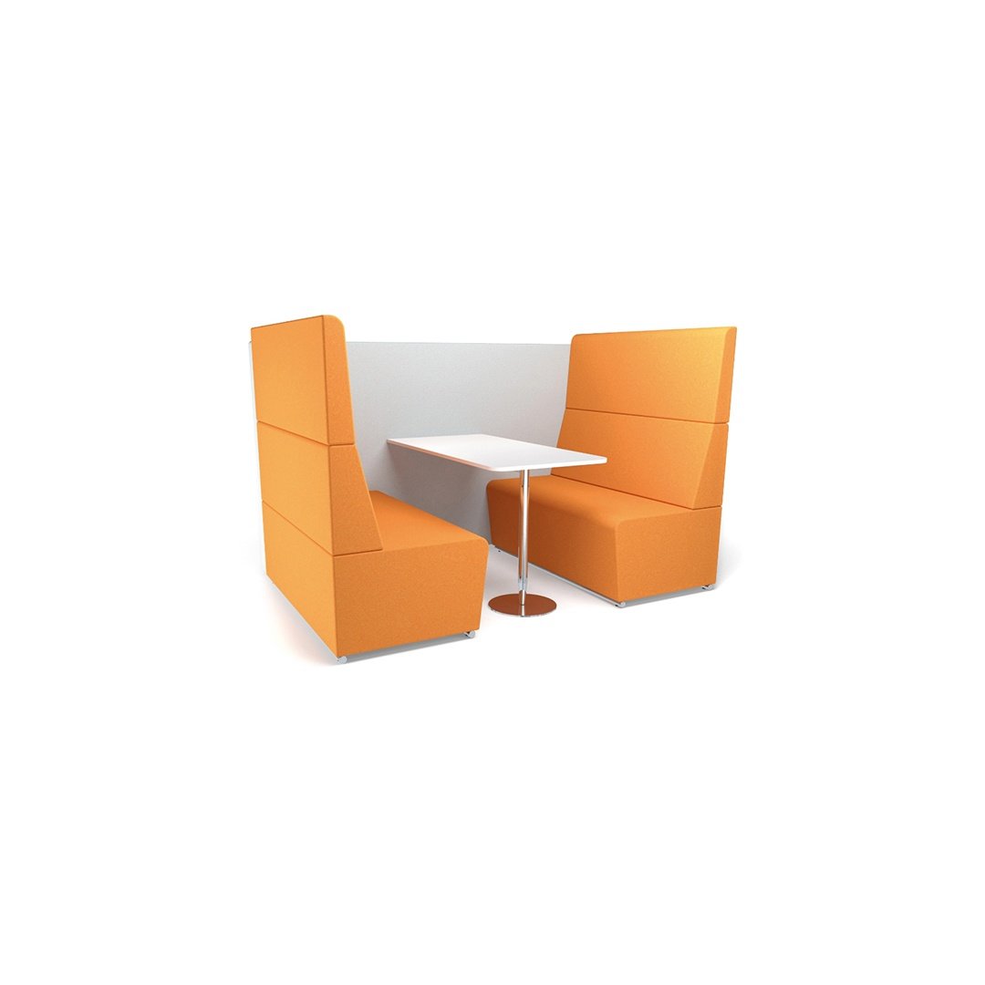 Modern Acoustic Meeting Booth with Table – Orange