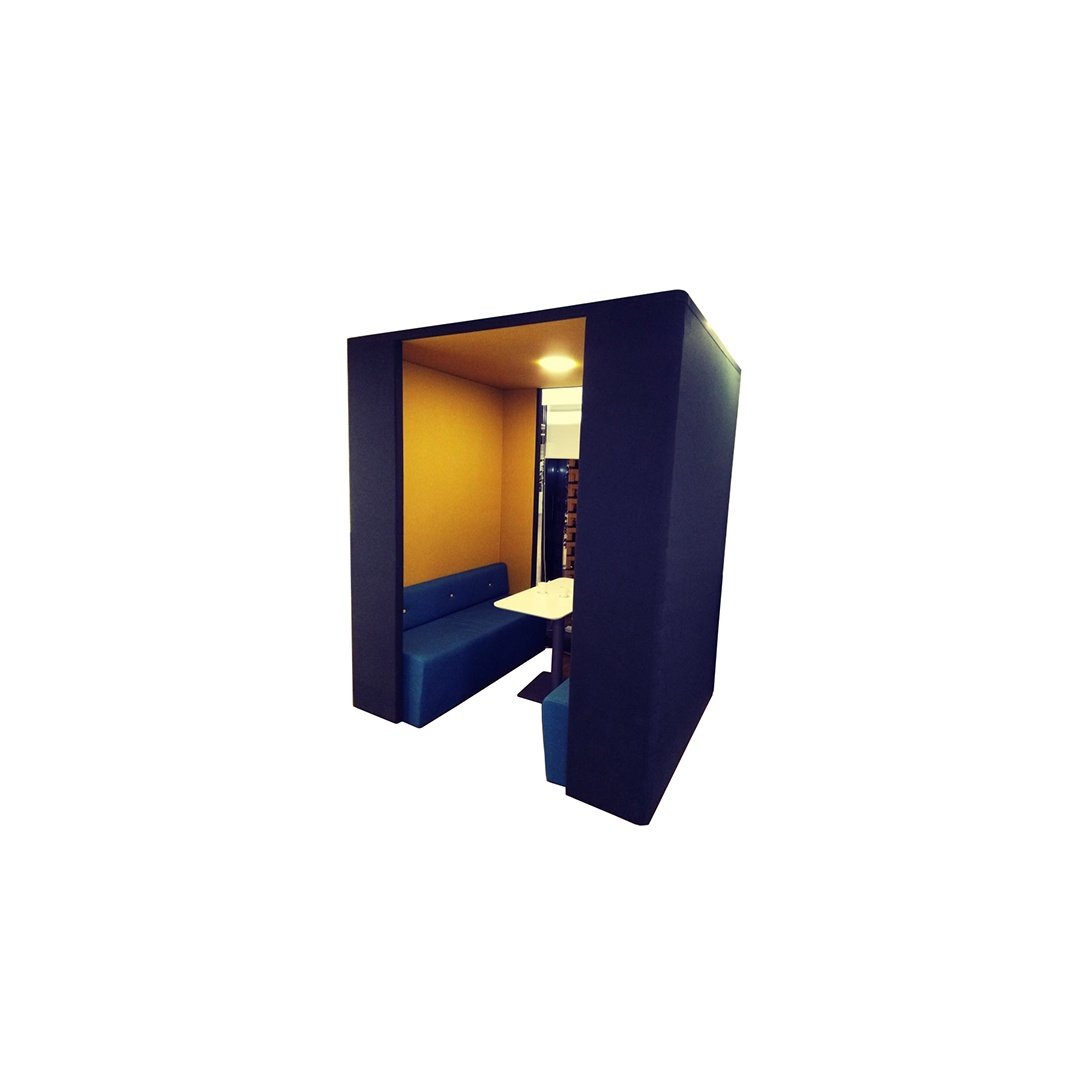 Modern Private Meeting Pod with Integrated Seating