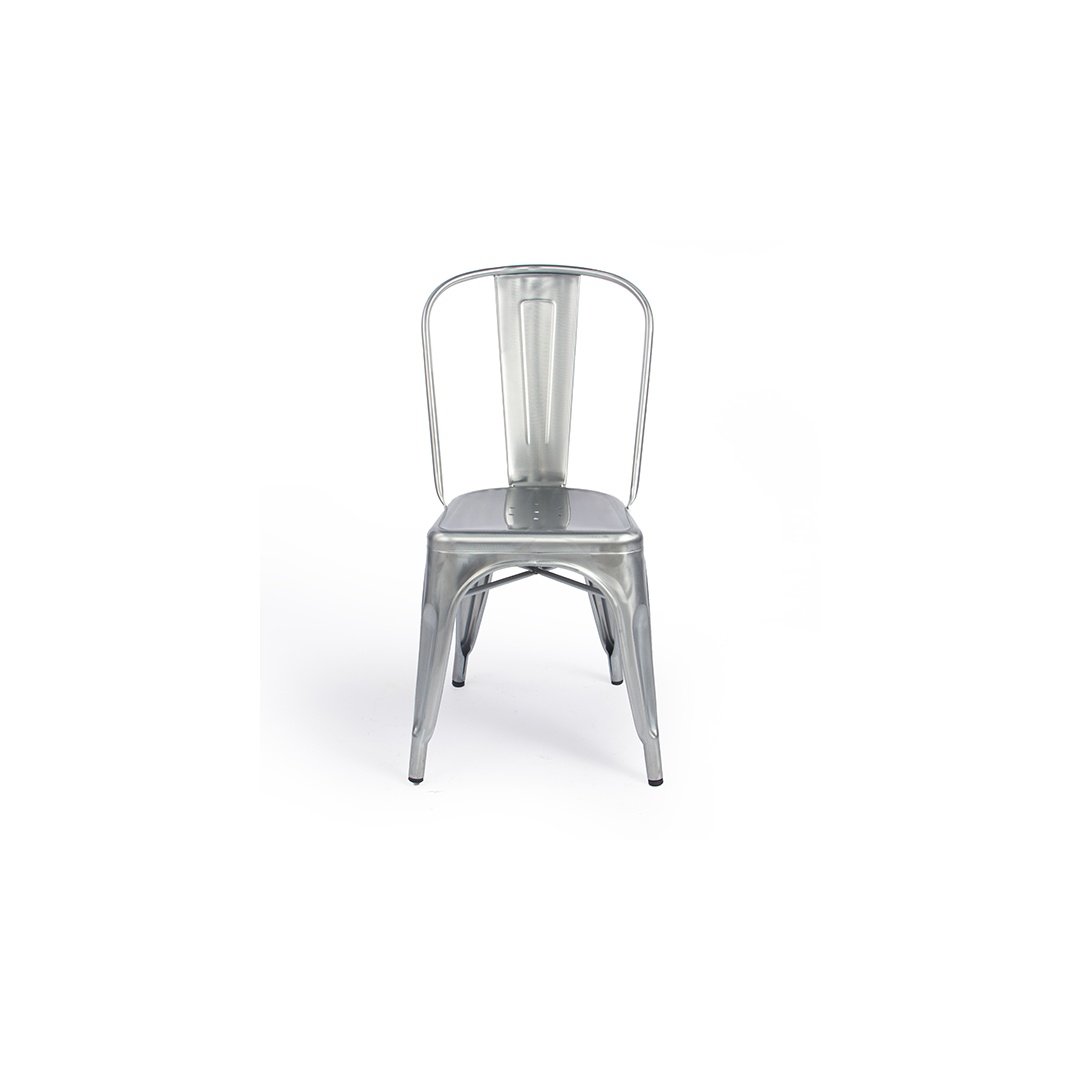 Industrial Metal Dining Chair with Wooden Seat