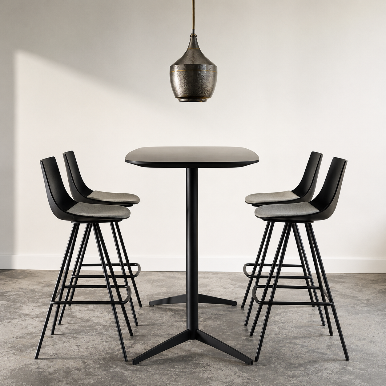 Modern Bar Height Table with Black Pedestal Base