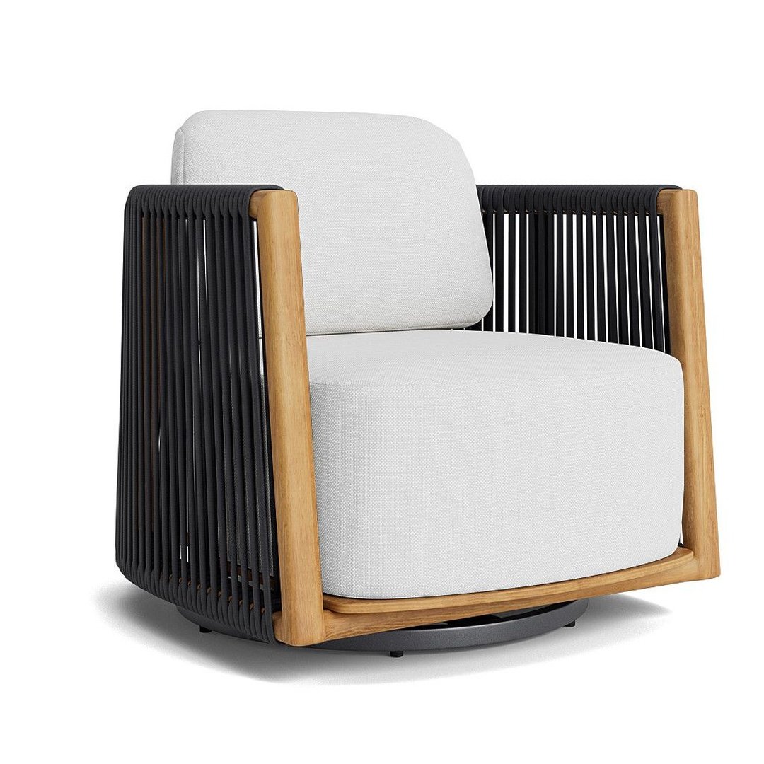 Rotating Lounge Chair with Rope Sides & Cushioned Seat