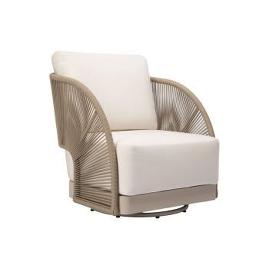 Woven Rope Swivel Lounge Chair with Cushioned Seat