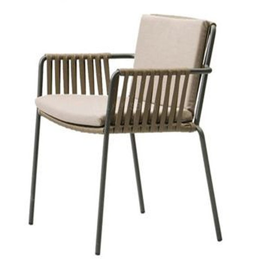 Metal Frame Rope Armchair with Cushioned Seat & Backrest