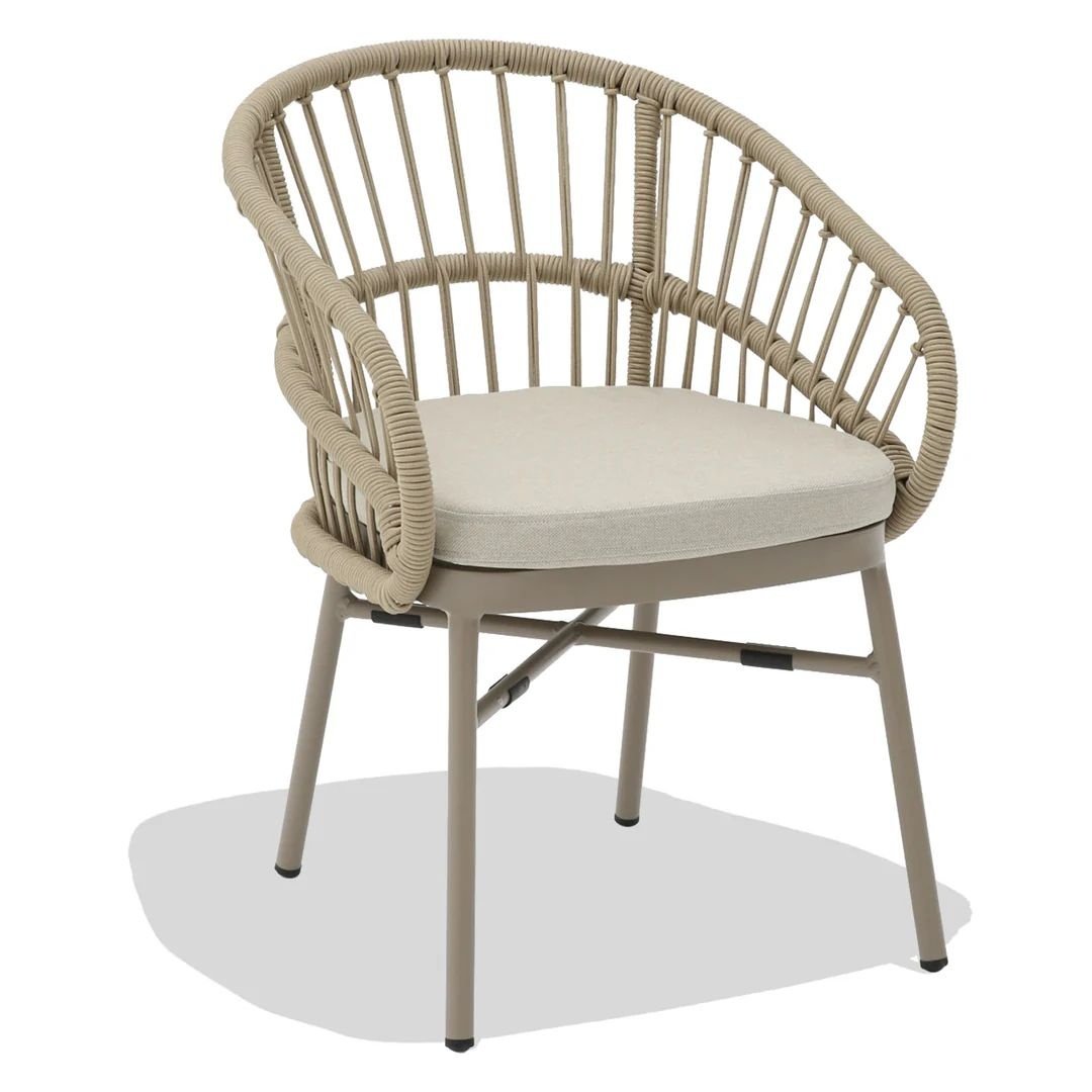 Woven Rope Barrel Armchair with Cushioned Seat