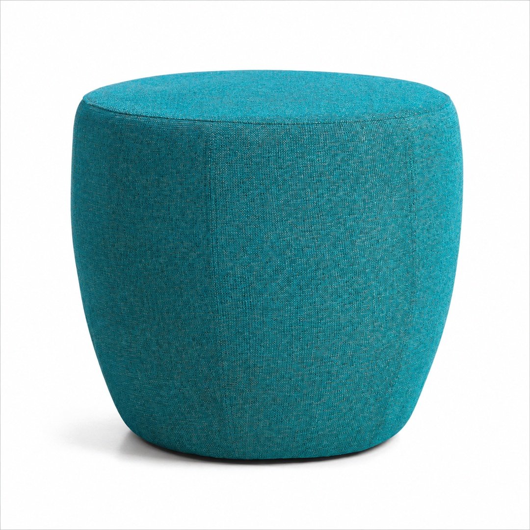 Turquoise Round Upholstered Pouf Ottoman