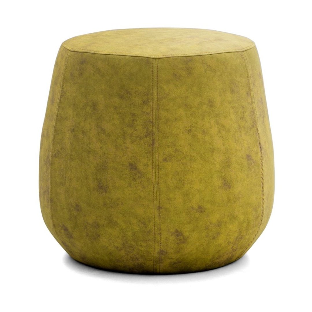 Olive Green Round Upholstered Pouf Ottoman