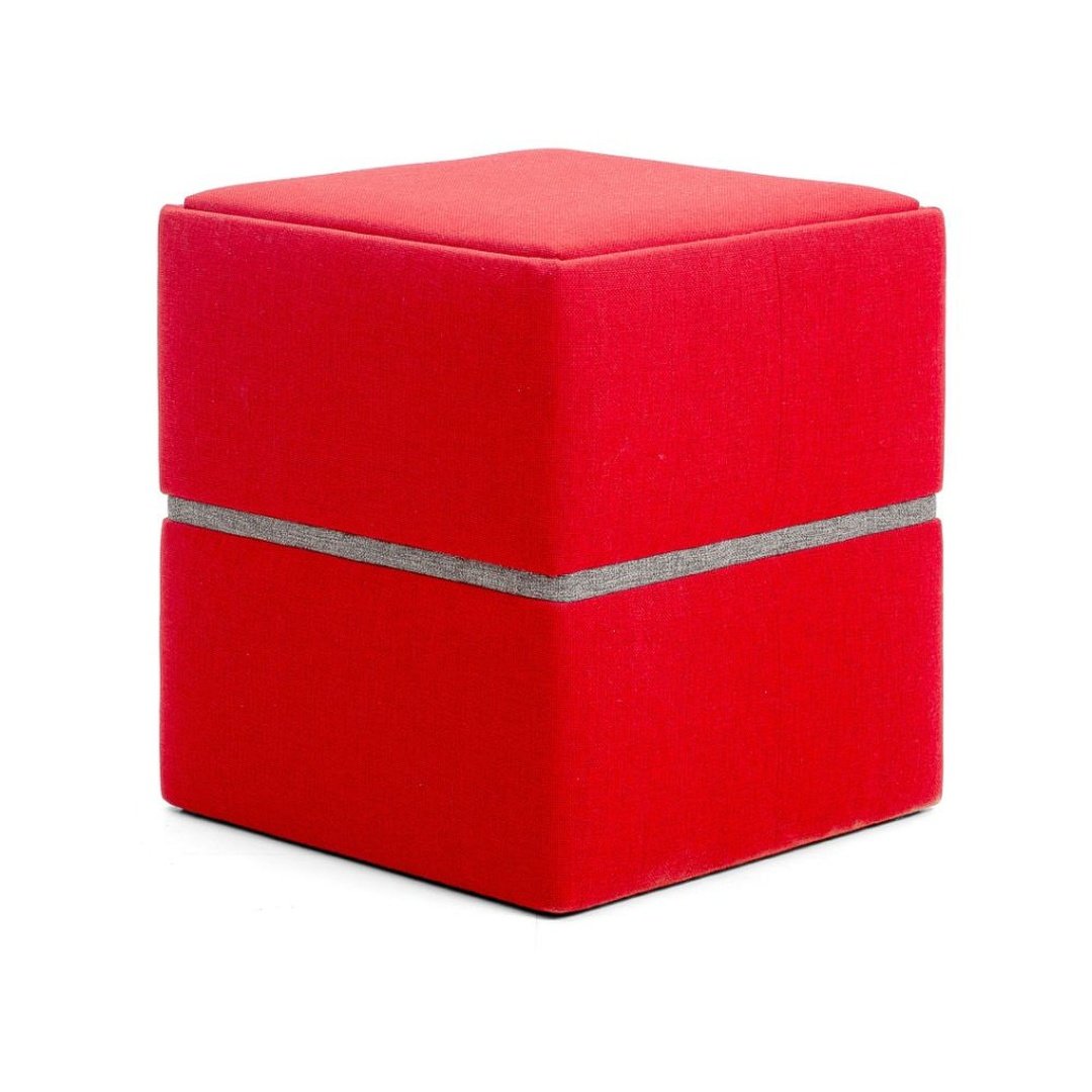 Red Square Upholstered Pouf Ottoman