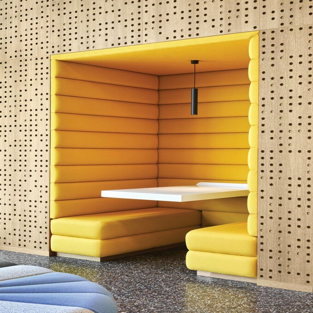 Enclosed Acoustic Booth with Integrated Seating