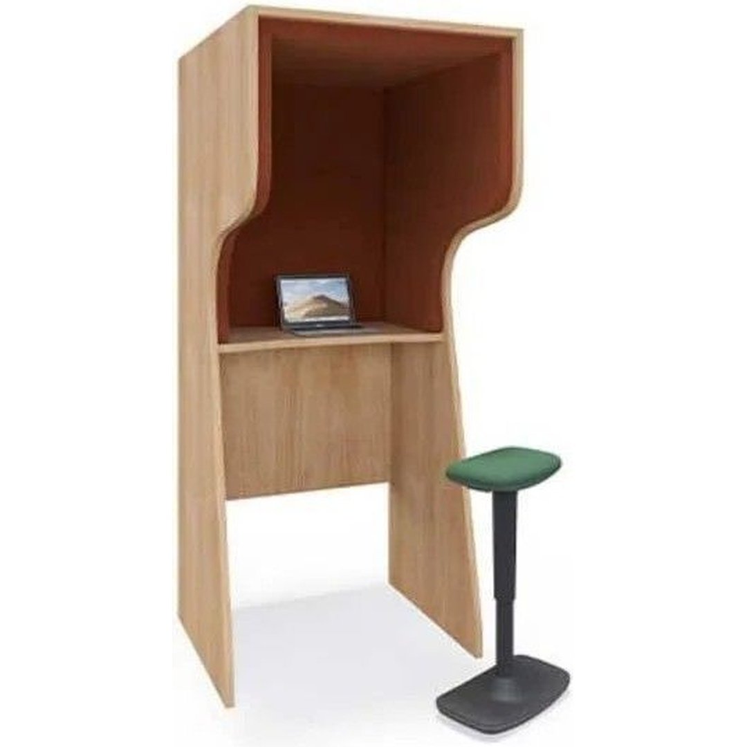 Wooden Acoustic Work Pod with Stool