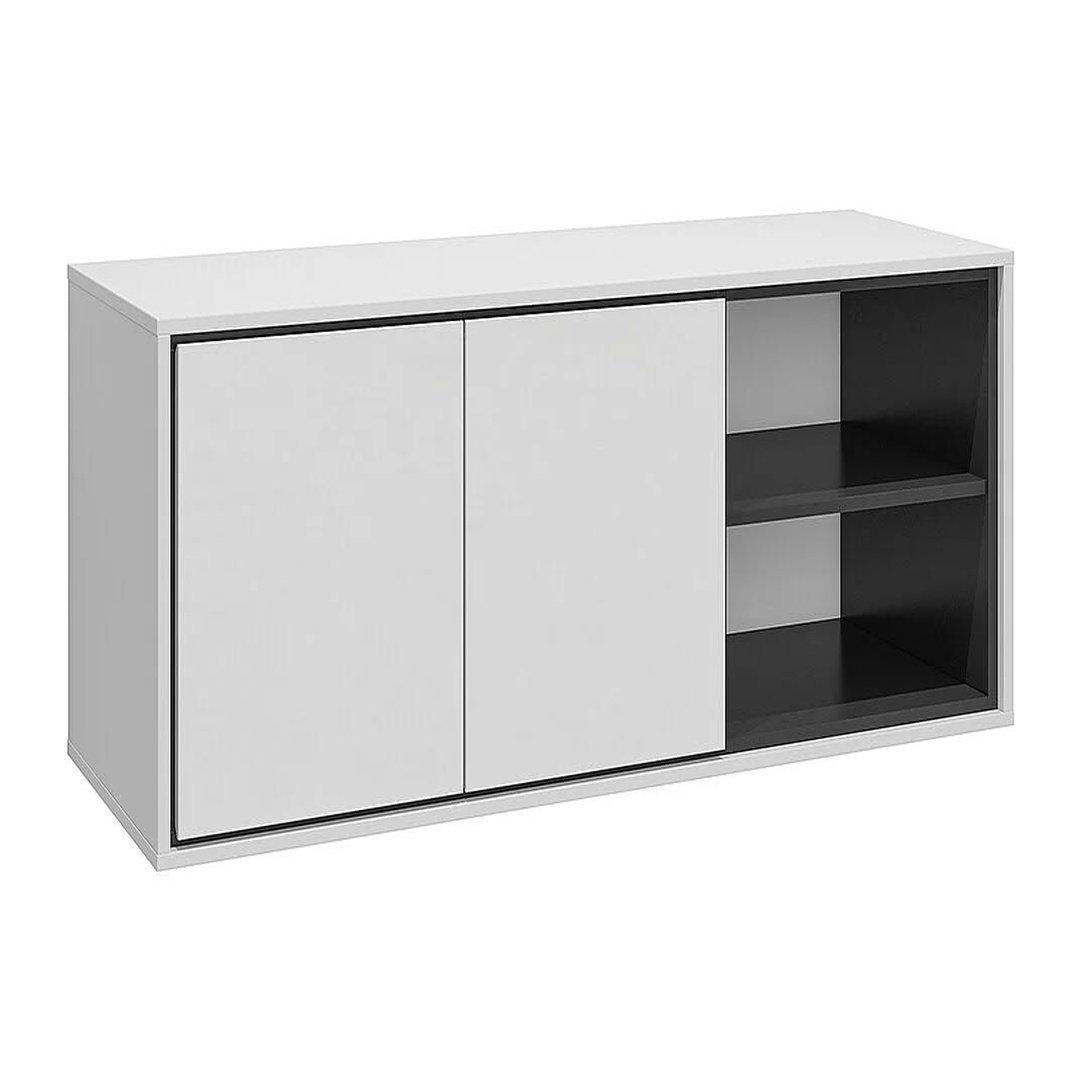 Low-Profile Office Storage Cabinet with Sliding Doors