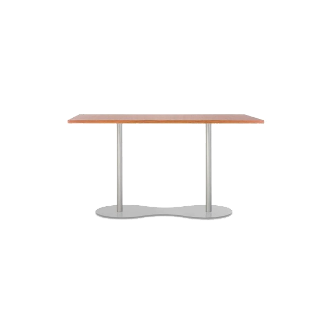 Rectangular Wooden Table with Double Silver Base