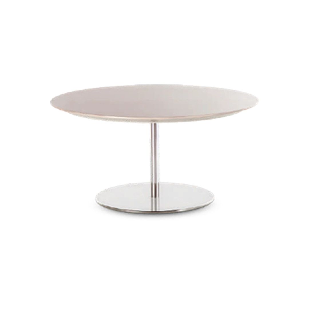 Round White Table with Silver Pedestal Base