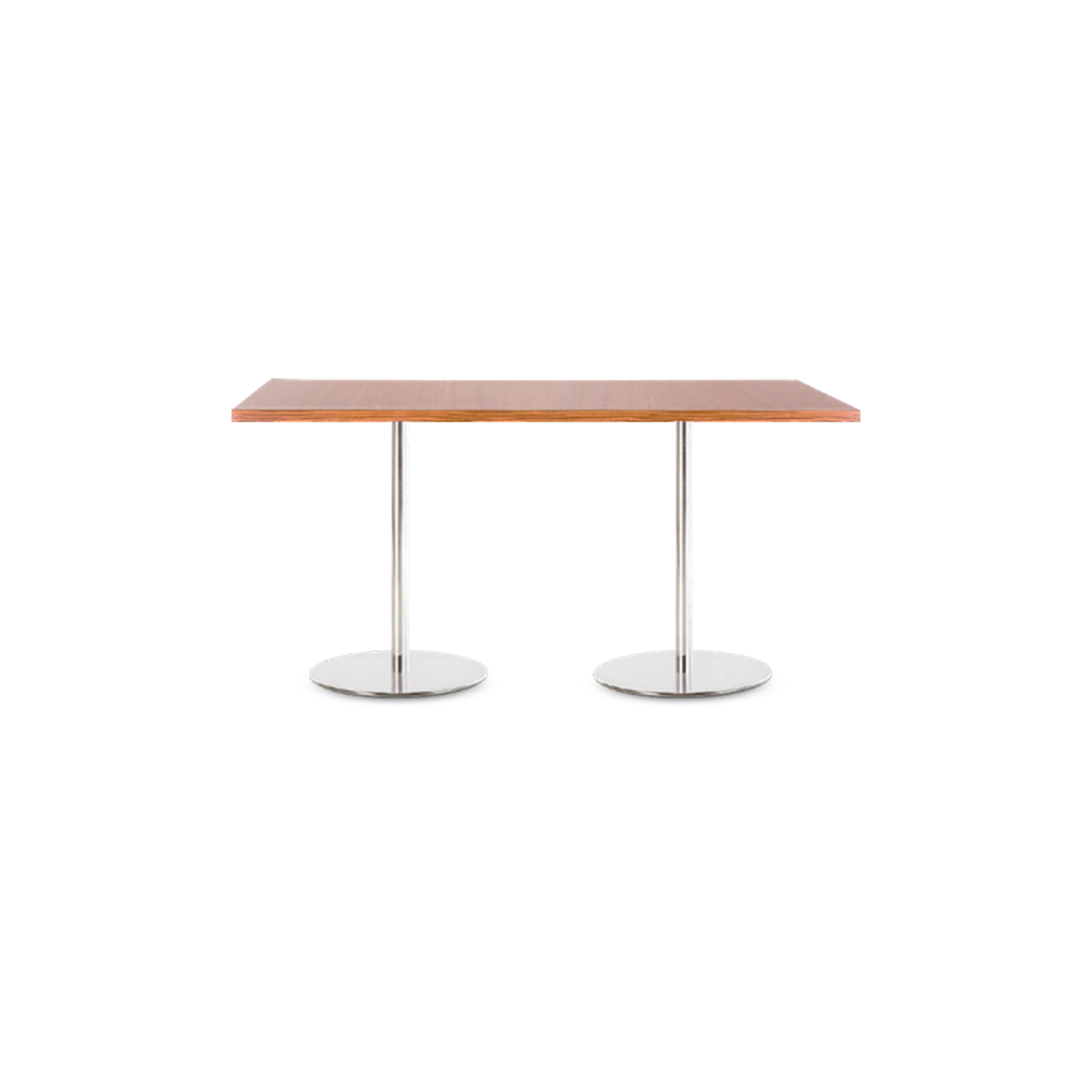 Rectangular Wooden Table with Double Silver Pedestal Base