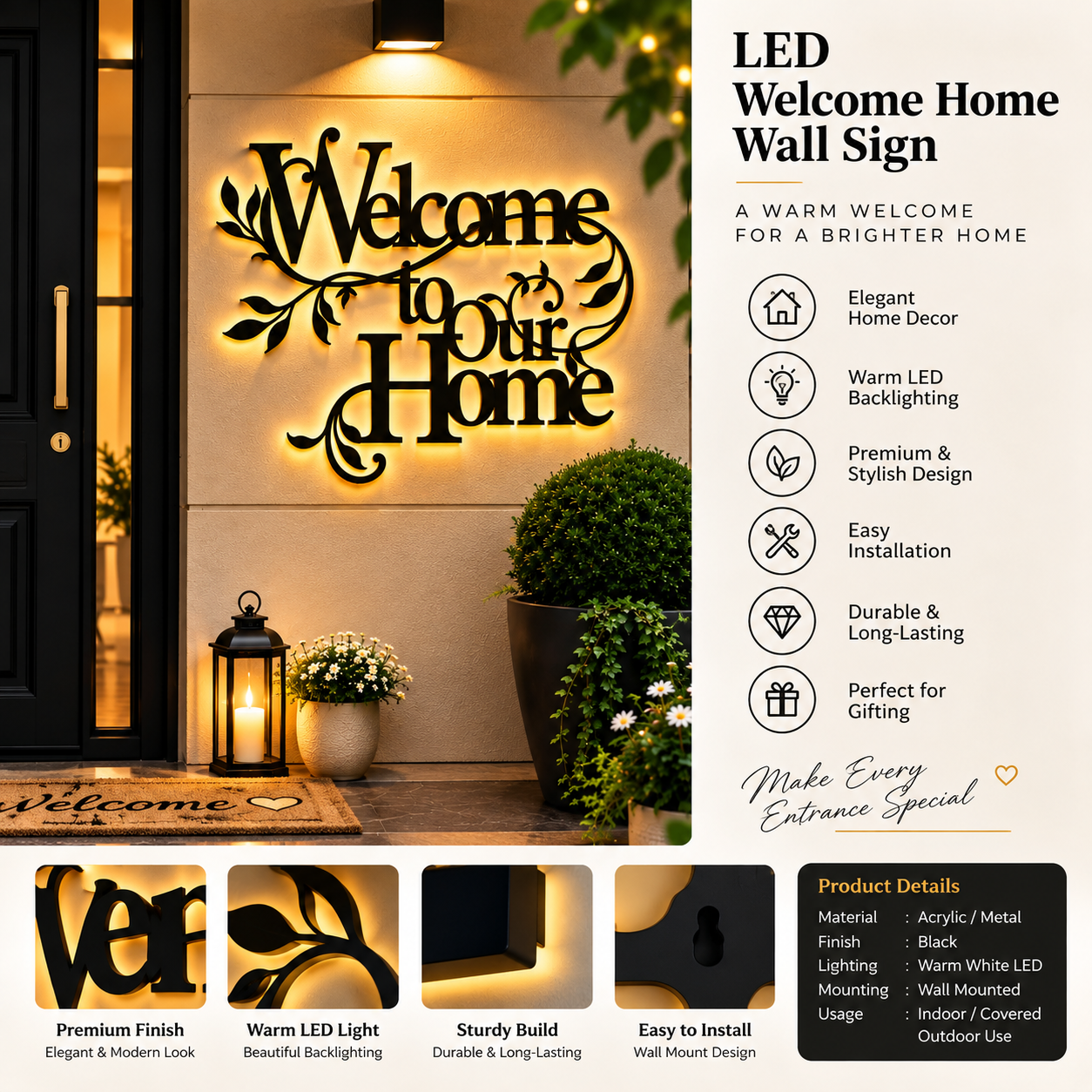 LED Welcome Home Wall Sign